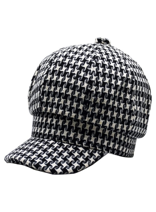 KORIXINE Women's Beret Caps French Hats Houndstooth Newsboy Hats for Women Girls Fashion Paperboy Cap Black - Image 1